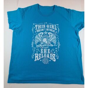 NRA This Girl Doesnt Retreat She Reloads Blue Graphic T-Shirt Women XL Patriotic